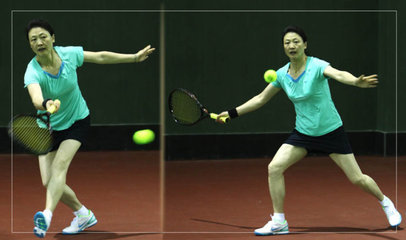 李玲蔚打网球的照片 打网球的照片