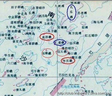 中国南海半月礁地图、照片 南海地图中国实际控制