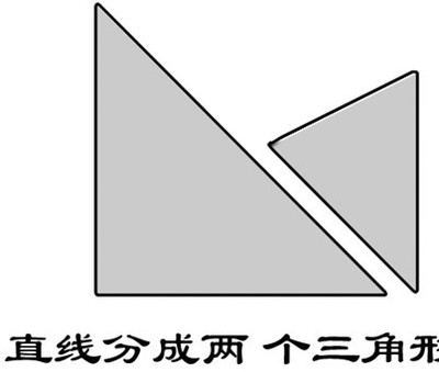 画一条直线，使这个五边形成为两个三角形？的正确答案 五边形变成两个三角形