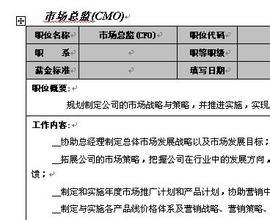 市场营销总监工作职责 售后总监岗位职责