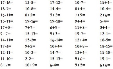 《10以内加减法口诀表》——小学数学口算 20以内的加减法口诀表