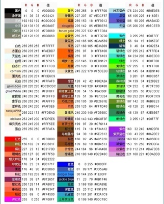 常用颜色的RGB值 proe常用颜色的rgb值