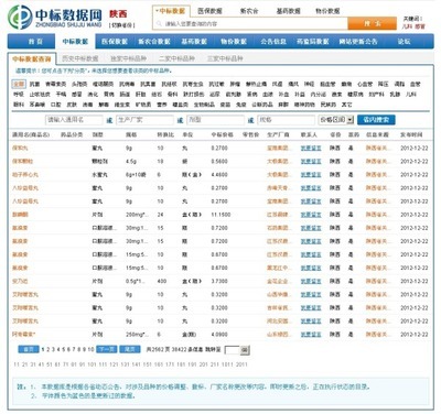 中标数据网模块简介 医药中标数据网