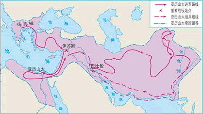 亚历山大帝国及其后继者 亚历山大帝国地图