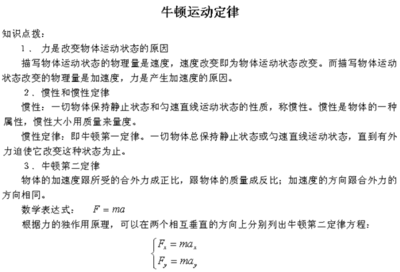 高中物理必修一——牛顿运动定律知识点总结 高中物理牛顿第一定律