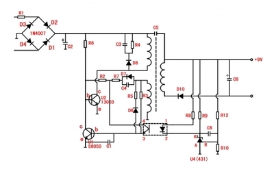 金浪路由器9V电源适配器维修 9v电源适配器电路图