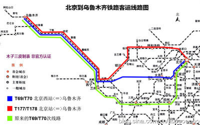 T177次/T178次乌鲁木齐到北京线路图 乌鲁木齐brt6线路图