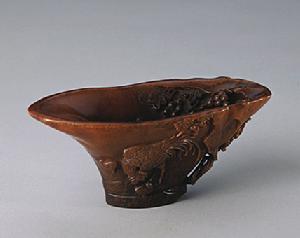 亚洲文明博物馆明清犀角杯下 明清时期犀角雕