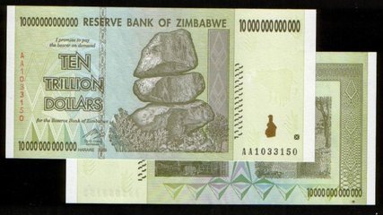 津巴布韦币的生与死----史上最大面额100兆纸币的传奇故事 大面额纸币