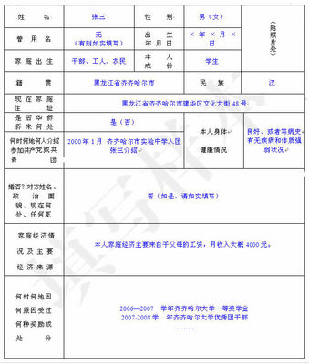 高等学校毕业生登记表（模板） 毕业生登记表模板