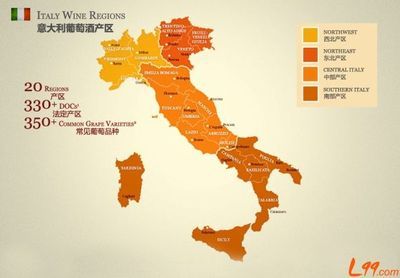 葡萄酒年份指南之意大利托斯卡纳产区 意大利葡萄酒产区图