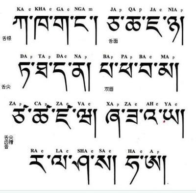 藏文辅音字母及元音字母 英语元音和辅音字母表