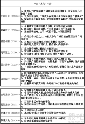 2014年十大金股 2014年十大牛股