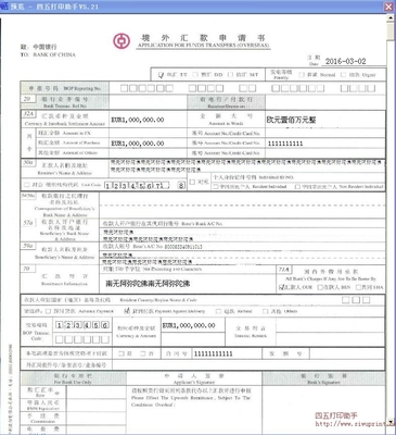 中国银行《境外汇款申请书》的填写问题 建行境外汇款申请书