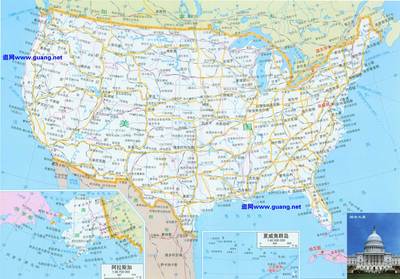 美国的首都在哪里 美国地图中文版