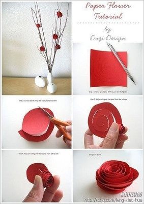 剪纸手工艺品制作方法 最简单玫瑰花折法4步