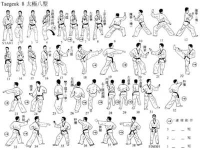 跆拳道品势太极一章至八章的分解动作 跆拳道品势太极一章