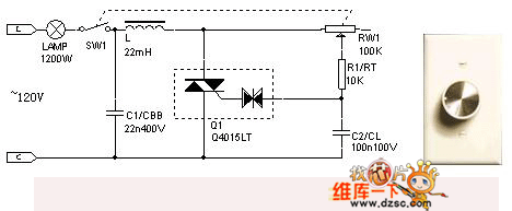 用于120v白炽灯的可控硅无极调光器电路图 led可控硅调光原理