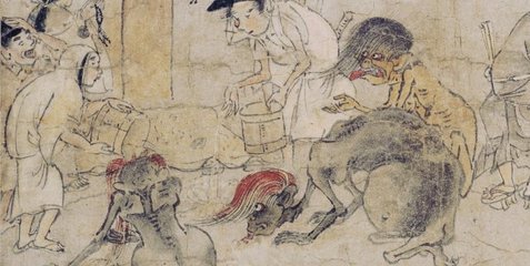 京都国立博物馆：救济饿鬼道之饿鬼草纸图详解：