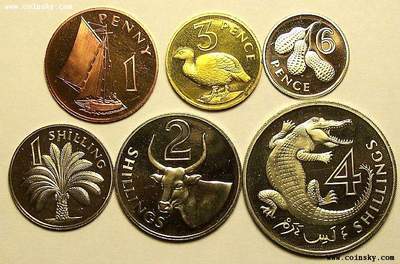 冈比亚硬币 带鳄鱼的硬币