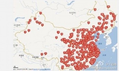 网友搜索逸夫楼分布图:红色标记占满半个中国(图)