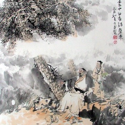 李白，《中国诗歌的脸》古像写意系列作品之二 写意牡丹画作品欣赏