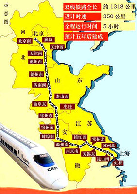 京沪高速铁路线路图 铁路行包电报案例