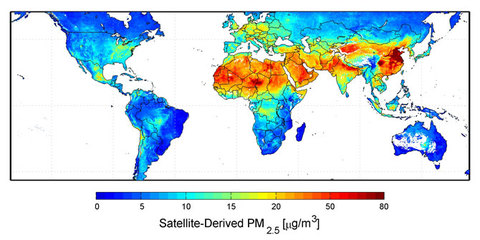关于PM2.5－4：卫星监测PM2.5的分布；PM2.5－可吸入肺颗粒飘到了
