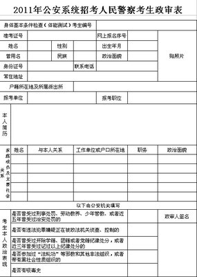 河南省统一考试录用公安机关人民警察 录用公安警察政审要求