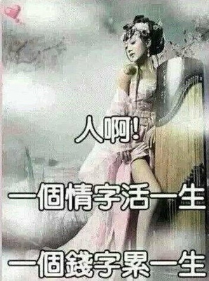 一个情字活一生，一个钱字累一世 一生一世字体