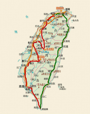 台湾环岛游攻略 台湾地图