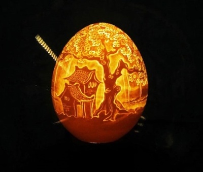 蛋壳刻画艺术 蛋壳艺术特殊的美感