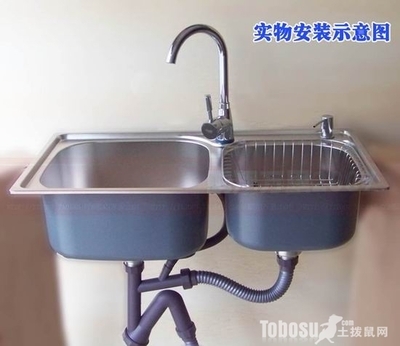 厨房洗菜盆下水管安装示意图 洗菜盆溢水管安装图