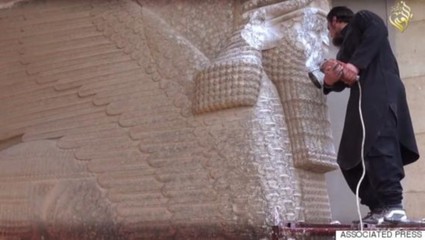 极端伊斯兰国IS武装用大锤电钻破坏伊拉克古文物穆斯林圣地也未幸 伊拉克和沙姆伊斯兰国