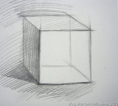 石膏几何体——正方体的画法步骤 石膏正方体画法