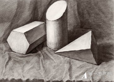 素描范画——几何体（一） 石膏几何体素描范画