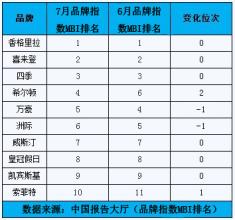  品牌风云榜 7月国际酒店品牌风云榜TOP10分析