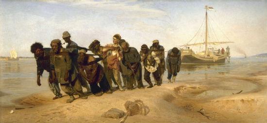 列宾伏尔加河上的纤夫 列宾的油画《伏尔加河上的纤夫》阅读答案试题解析