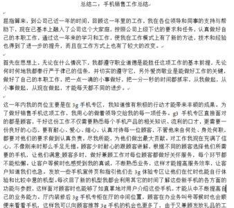 手机销售实习报告