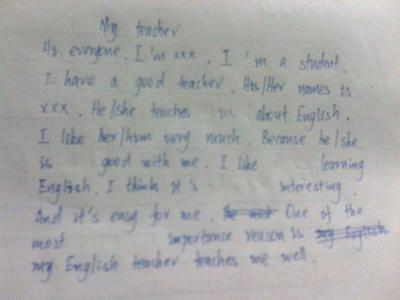 我的老师英语作文100字 我的老师大学英语作文
