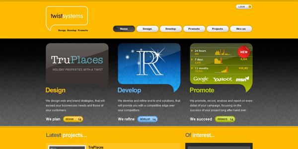 网页设计精选 精彩的黄色面板网页设计精选