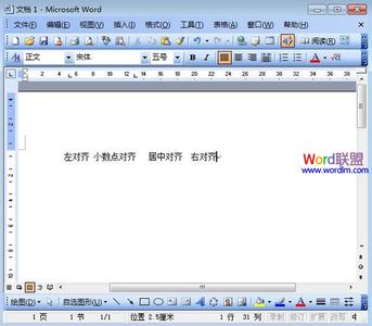 左对齐式制表符 运用Word2003制表符实现各种对齐