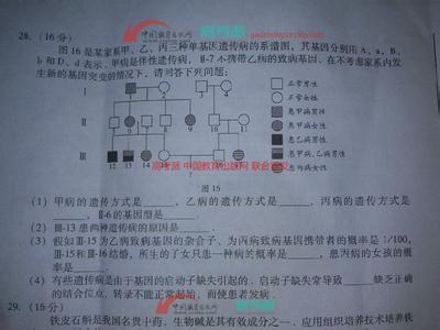 今年高考:陕西2011高考理综试题下载