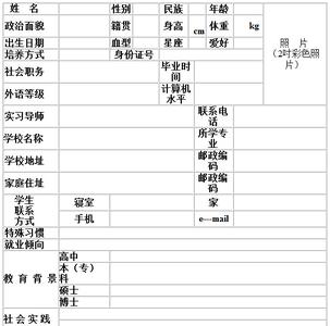 个人简历空白表格免费 空白个人简历表格免费下载