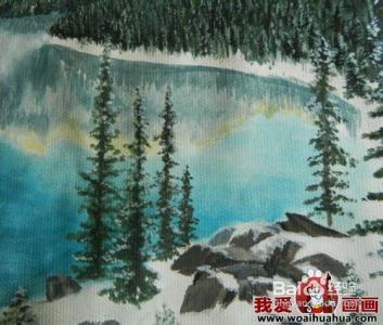 水粉风景画 水粉风景画绘画步骤图文教程 雪山蓝天和湖水