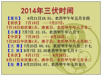 2014年三伏天时间 2014年的三伏天是啥时候？