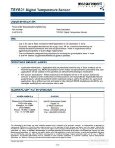 数字温度传感器 TSYS01数字温度传感器 TSYS01数字温度传感器-产品说明 ，TSYS0