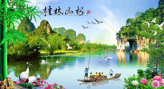 山水风景壁画 中国山水图片大全，山水风景壁画效果图