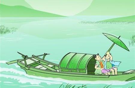 一叶渔船两小童 一叶渔船两小童，收篙停棹坐船中。