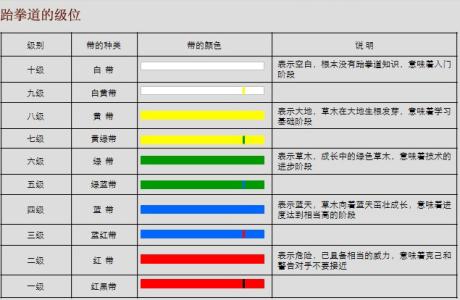 跆拳道分为几个体系 跆拳道分为几带